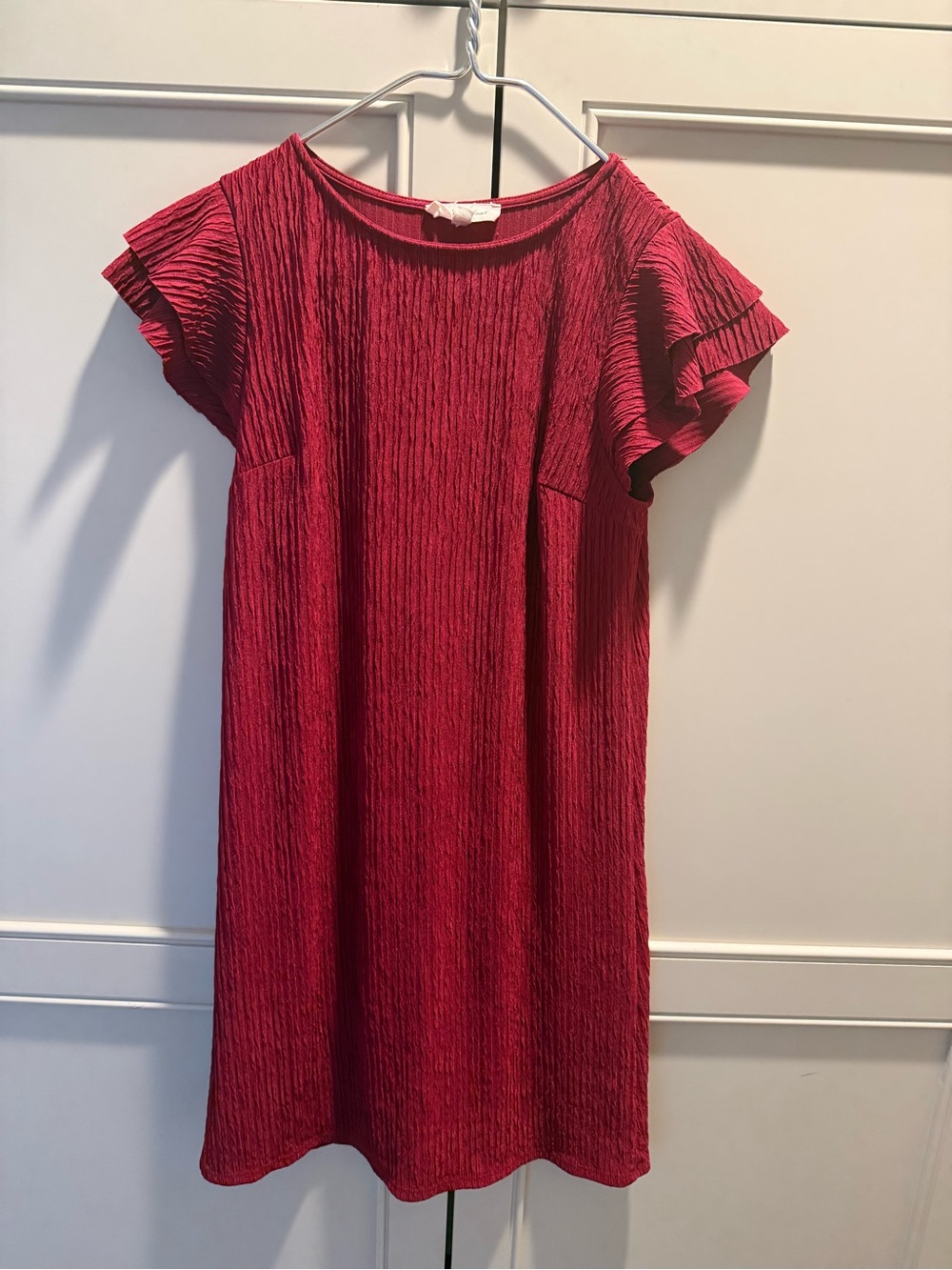 NWOT never worn Women's Red Textured Ruffle Sleeve Dress